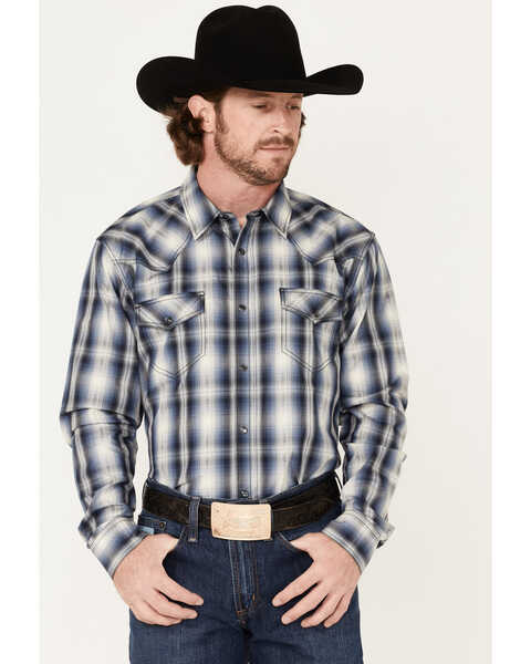 Cody James Men's Trailblazer Large Plaid Snap Western Shirt - Big & Tall , Blue, hi-res