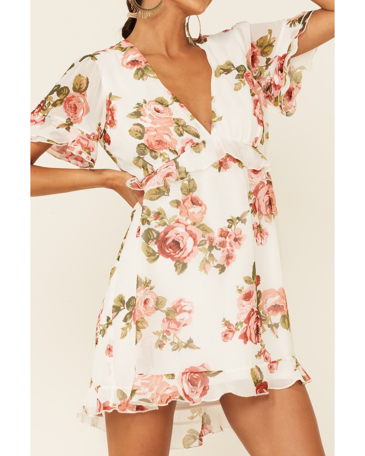 Image #3 - Show Me Your Mumu Women's Rose Print Virginia Dress, White, hi-res