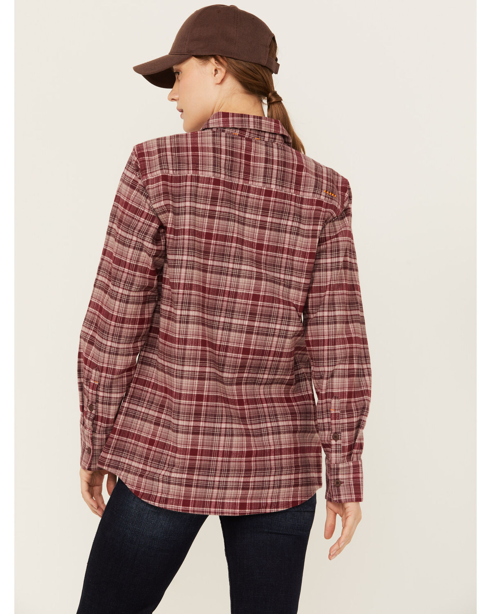 Image #4 - Ariat Women's Rebar Flannel DuraStretch Long Sleeve Button-Down Work Shirt, Purple, hi-res