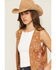 Image #2 - Fornia Women's Floral Embroidered Studded Faux Suede Vest, Camel, hi-res