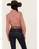 Image #4 - Rough Stock by Panhandle Women's Geo Print Long Sleeve Pearl Snap Stretch Western Shirt, Rust Copper, hi-res