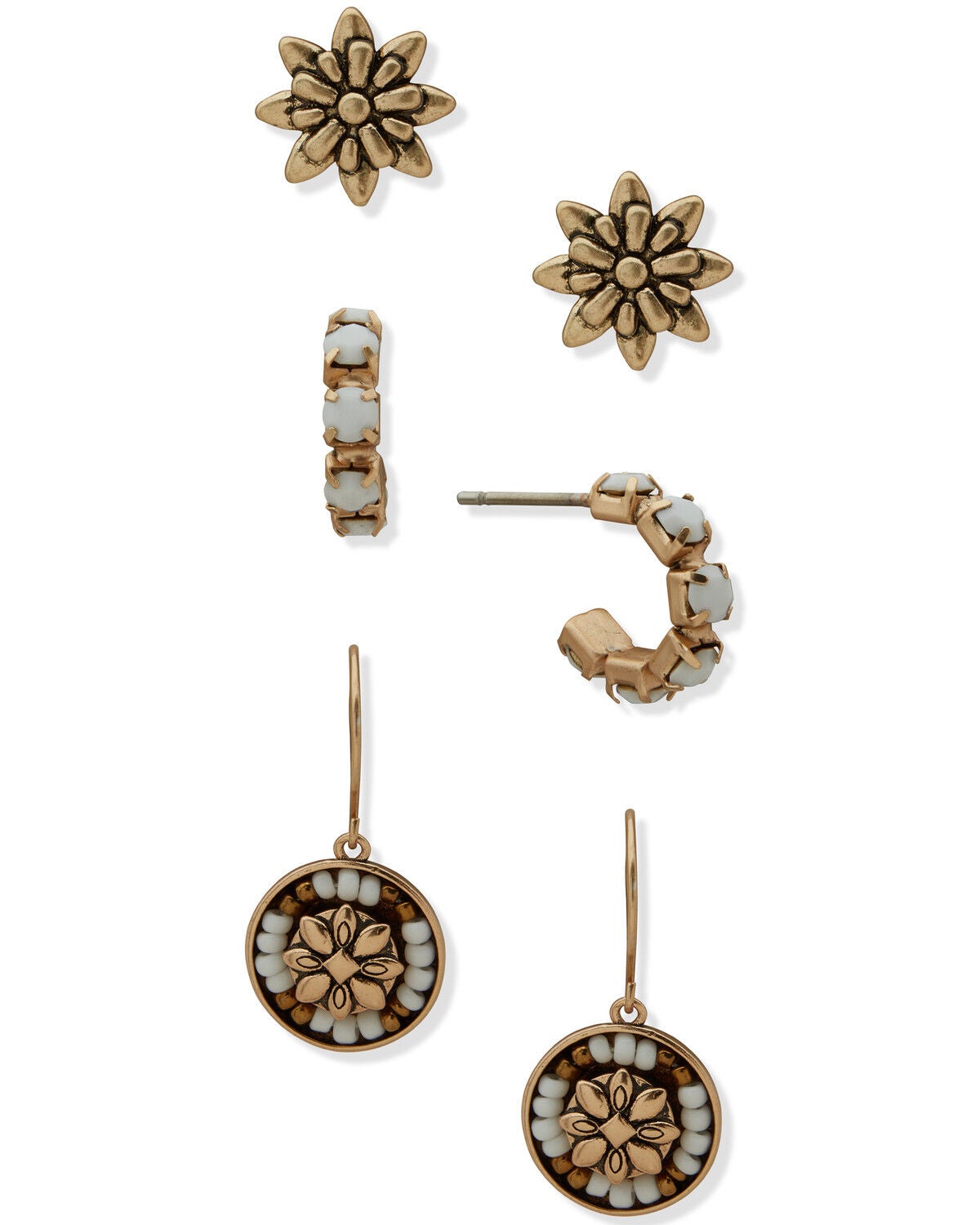 Lainey Wilson Women's Beaded Earring Set - 3 Piece, Gold, hi-res