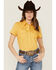 Image #1 - Wrangler Retro Women's Floral Print Short Sleeve Pearl Snap Western Shirt, Yellow, hi-res