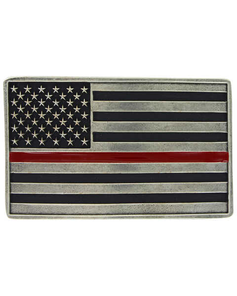 Montana Silversmiths Stand Behind The Red Line Attitude Buckle, Silver, hi-res