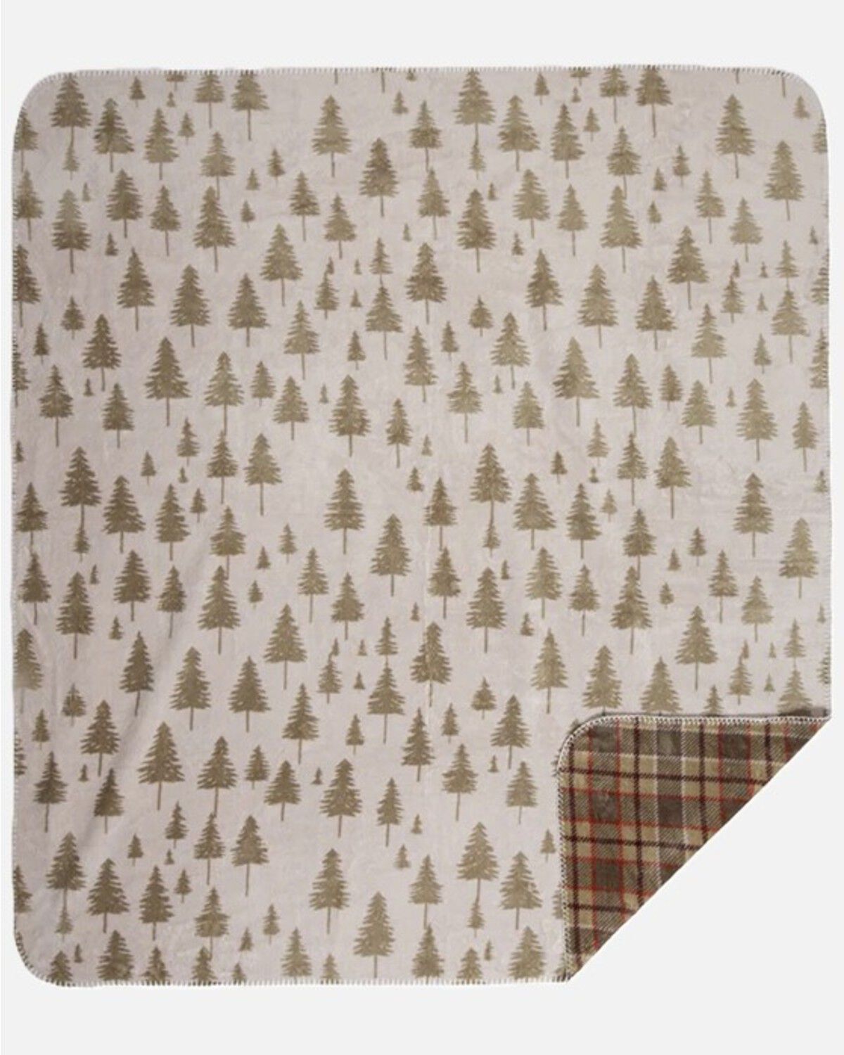 Image #2 - Carstens Home Fall Plains Reversible Plush Throw Blanket, Green, hi-res