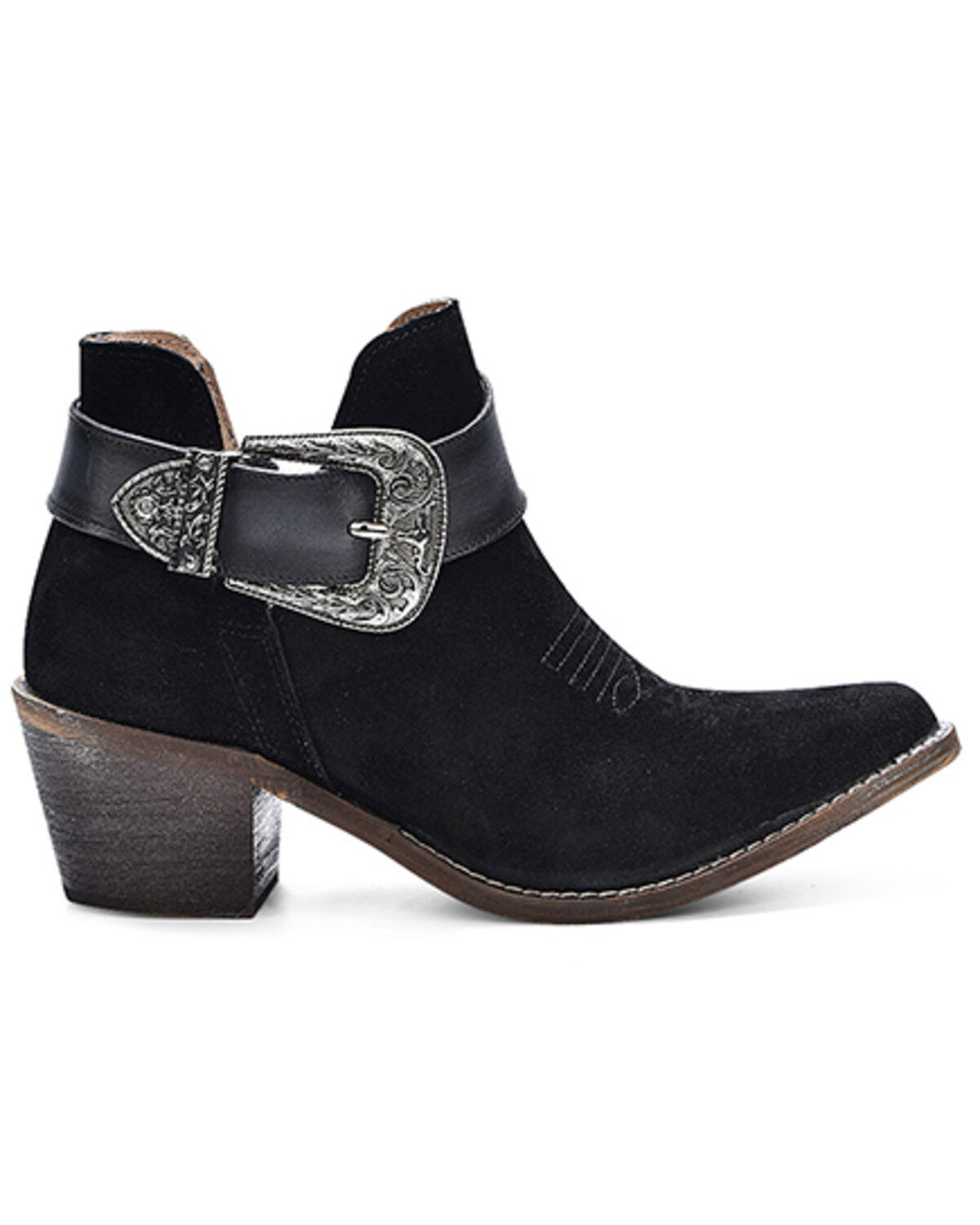 Image #2 - Circle G Women's Buckle Ankle Booties - Round Toe, Black, hi-res