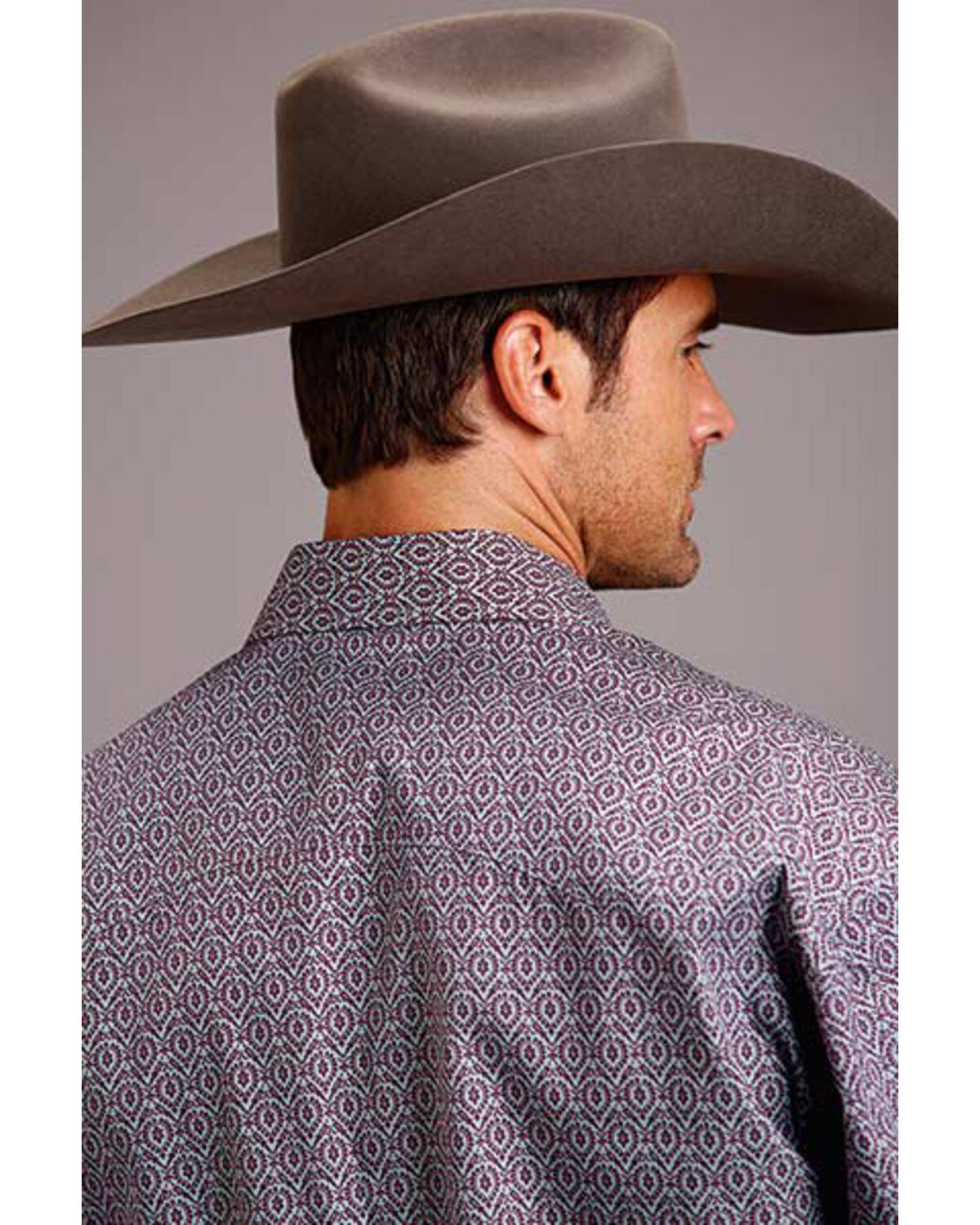 Image #2 - Stetson Men's Wine Victorian Foulard Geo Print Long Sleeve Western Shirt , , hi-res