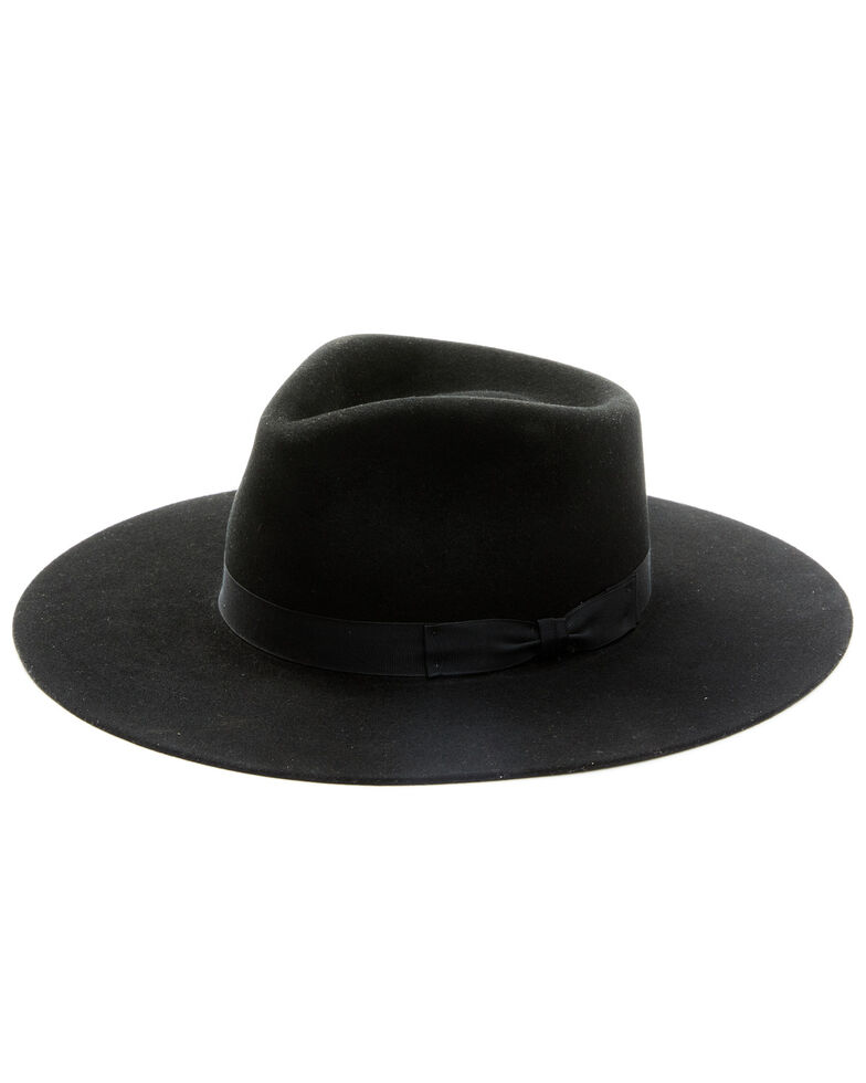 Shyanne Women's Black Wide Ribbon Wool Felt Western Hat , Black, hi-res