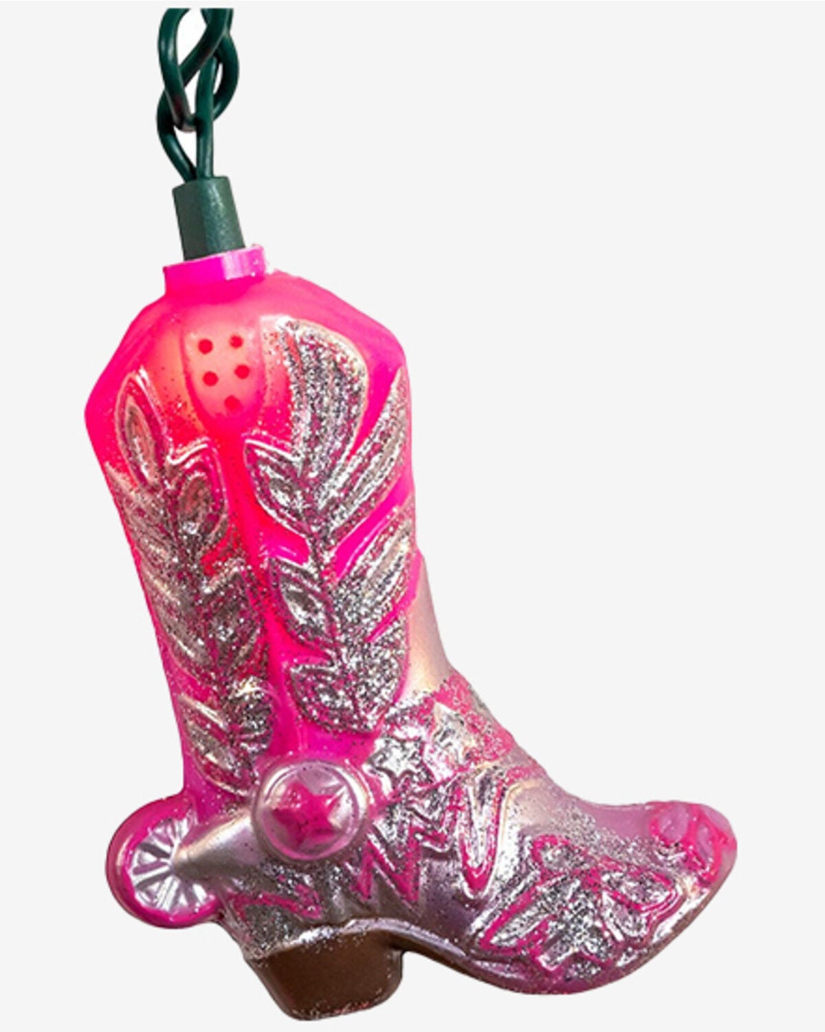 Image #3 - Kurt Adler 9' UL 10L Glittered Pink Cowgirl Boots Light Set with End Connect, Pink, hi-res