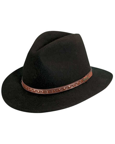 Image #1 - Scala Men's Black Wool Felt with Leather Trim Safari Hat, , hi-res
