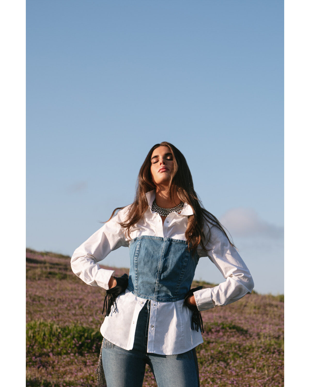 Image #1 - Wrangler Women's Denim Bustier, Blue, hi-res