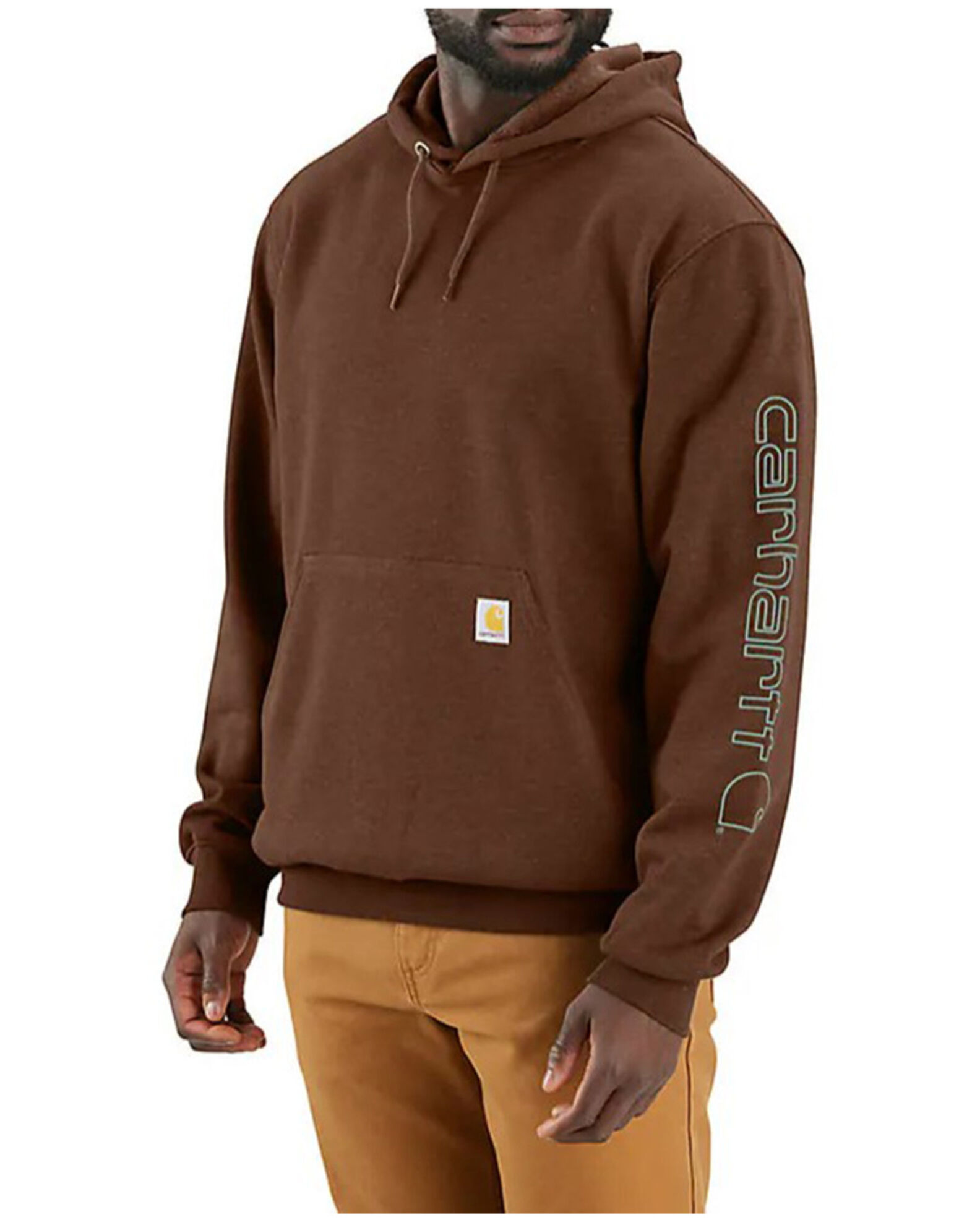 Image #1 - Carhartt Men's Loose Fit Midweight Logo Sleeve Graphic Sweatshirt, Brown, hi-res
