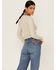 Lush Women's Sand Long Sleeve Cinch Front Knit Top, Sand, hi-res