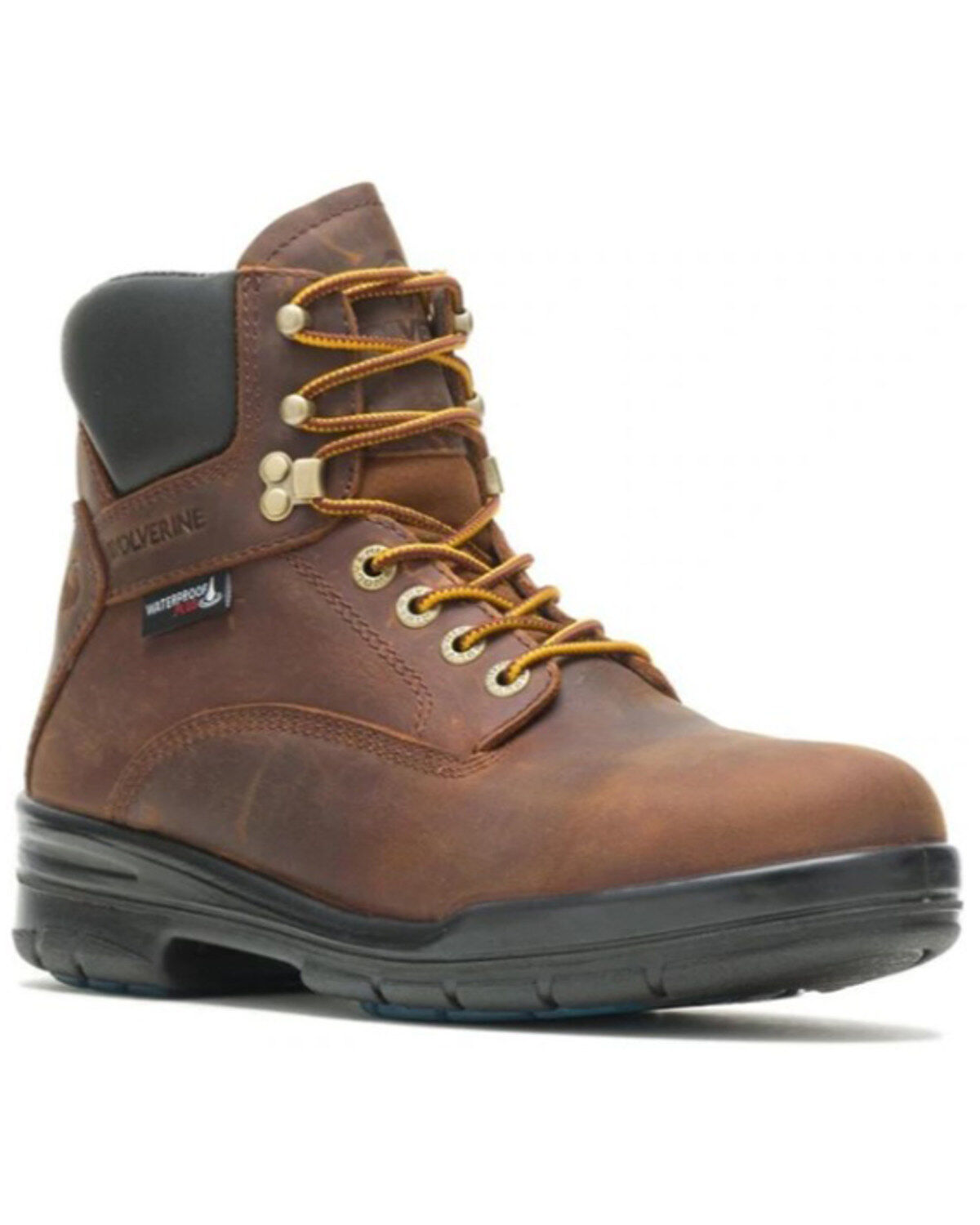 Image #1 - Wolverine Men's DuraShock Waterproof Lace-Up Work Boot - Steel Toe, Dark Brown, hi-res
