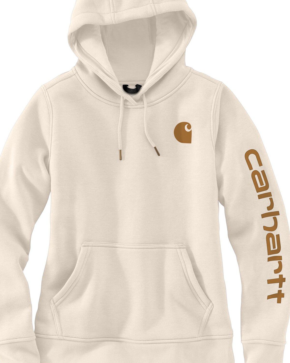 Image #2 - Carhartt Women's Relaxed Fit Midweight Logo Sleeve Graphic Hoodie, Brown, hi-res