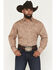 Image #1 - Ely Walker Men's Paisley Print Long Sleeve Pearl Snap Western Shirt, Khaki, hi-res