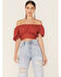 Beyond The Radar Women's Dot Print Tie Back Crop Top, Rust Copper, hi-res