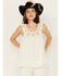 Image #1 - Miss Me Women's Crochet Neck Sleeveless Peasant Top, Natural, hi-res