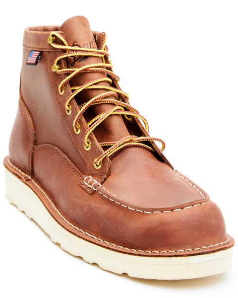 Image #1 - Danner Men's Bull Run Lace-Up Work Boots - Soft Toe, Red, hi-res