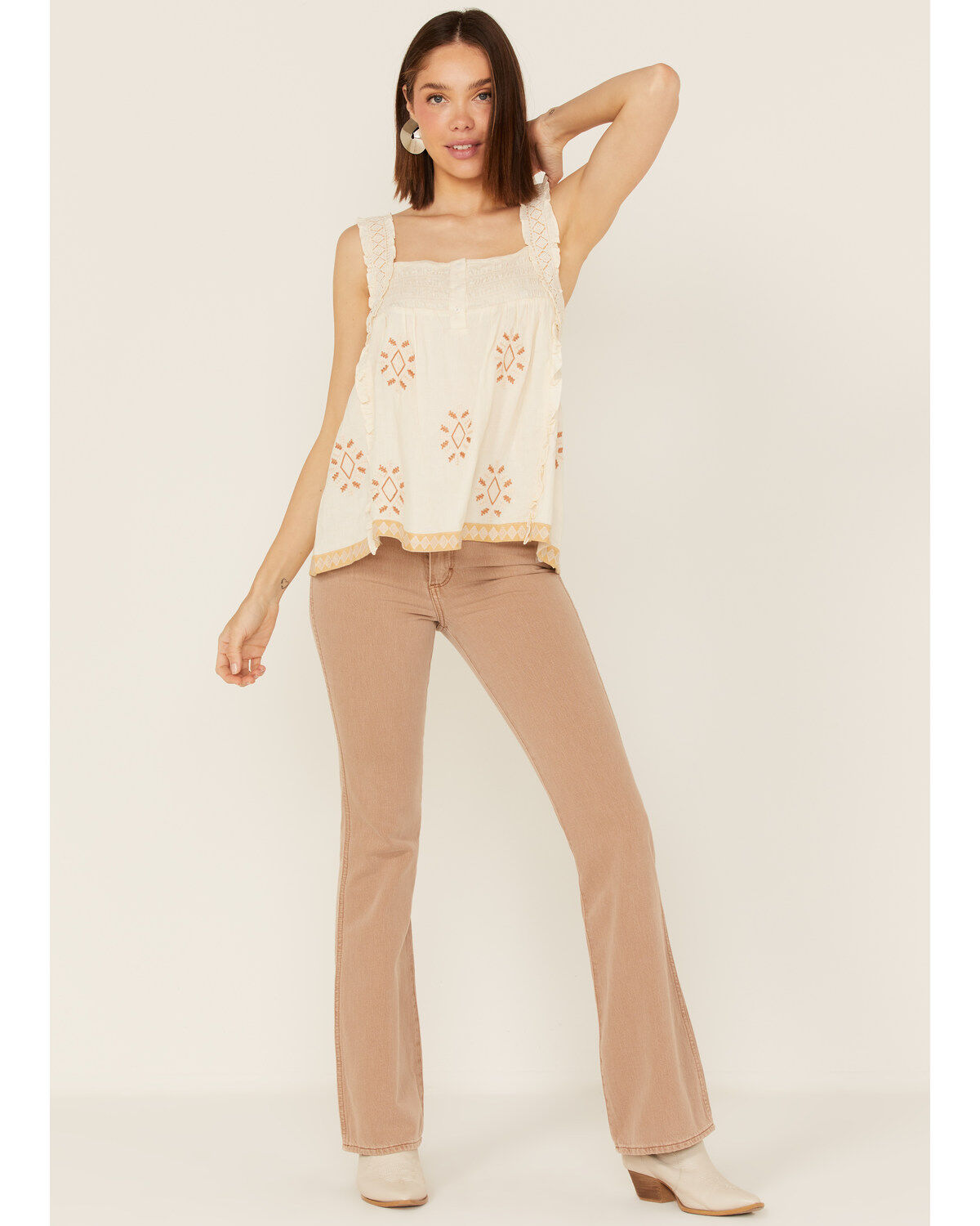 Image #2 - Miss Me Women's Southwestern Embroidered Ruffle Tank Top, , hi-res