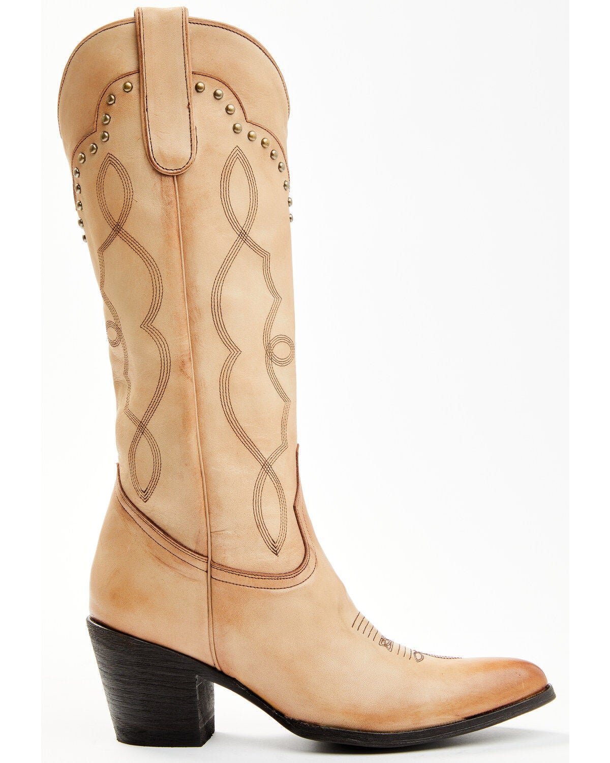 Latte Western Embroidered Pointed Toe Boots