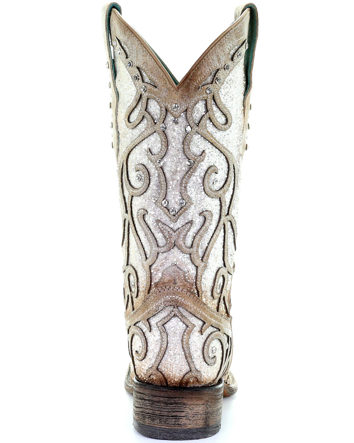 Image #4 - Corral Women's White Glitter Inlay Western Boots - Square Toe, , hi-res
