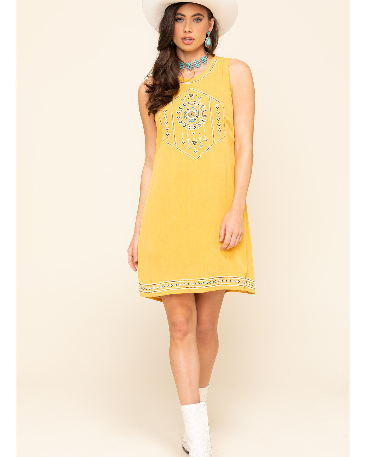 embroidered shift dress