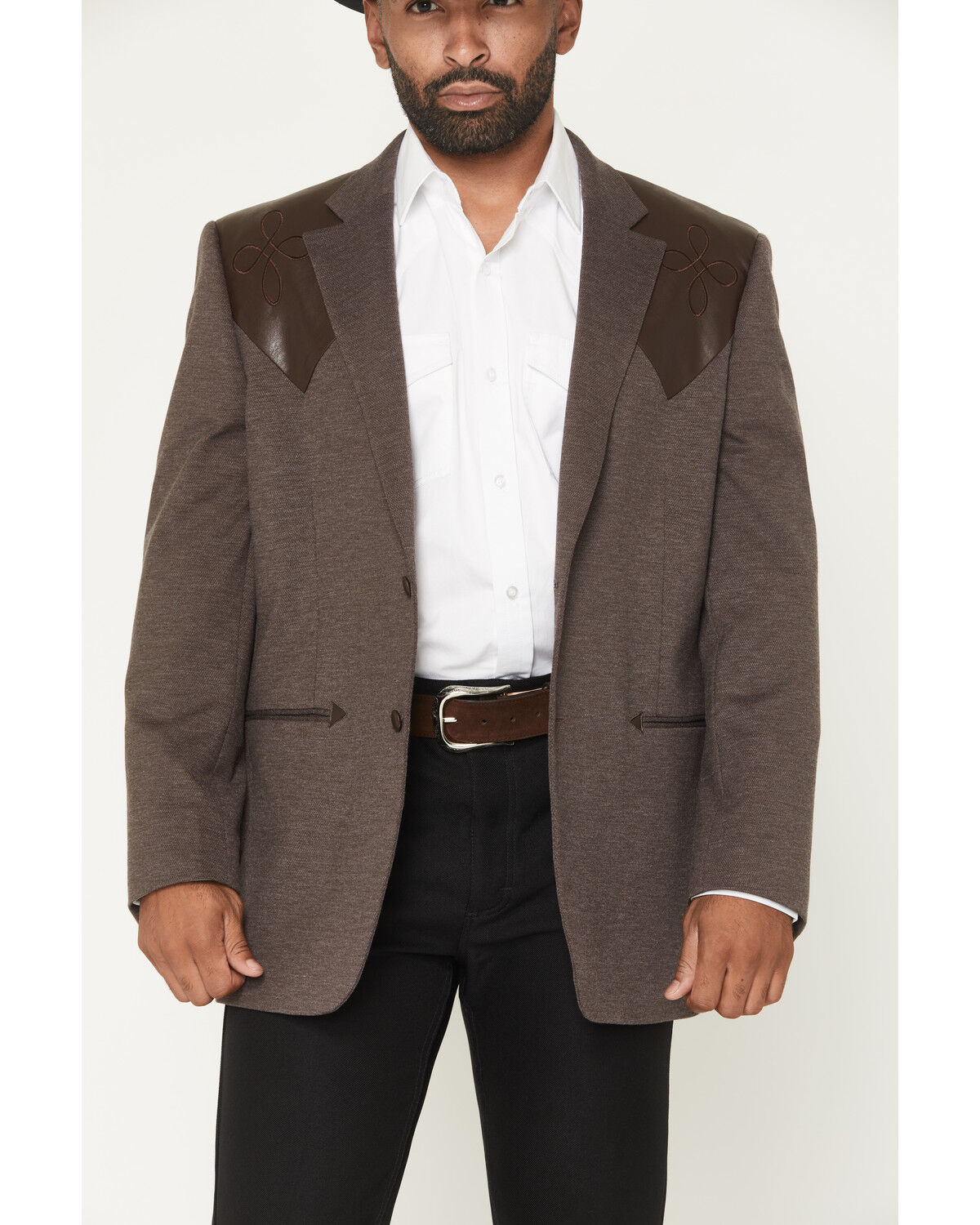 Image #3 - Cody James Men's Knoxville Faux Leather Western Yoke Sportcoat, Brown, hi-res
