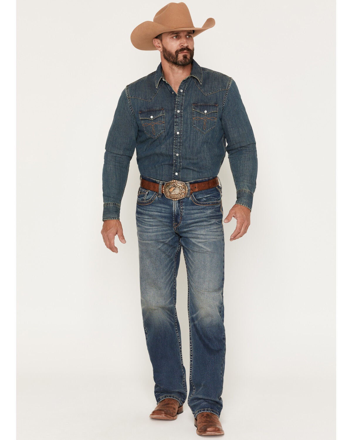Image #1 - Cody James Men's Ledger Wash Yukon Relaxed Straight Stretch Denim Jeans, Medium Wash, hi-res