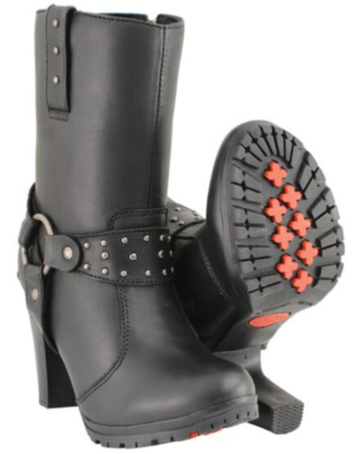 Image #4 - Milwaukee Leather Women's Leather Harness Boots - Round Toe, Black, hi-res