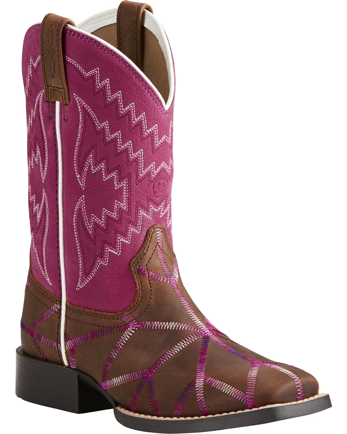 Image #1 - Ariat Girls' Twisted Tycoon Stitched Cowgirl Boots - Square Toe, , hi-res