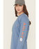 Image #2 - Ariat Women's FR Stretch Logo Long Sleeve Work Tee, Blue, hi-res