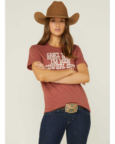 Image #1 - Ranch Dress'n Women's Can't Talk Now Graphic Tee, Rust Copper, hi-res