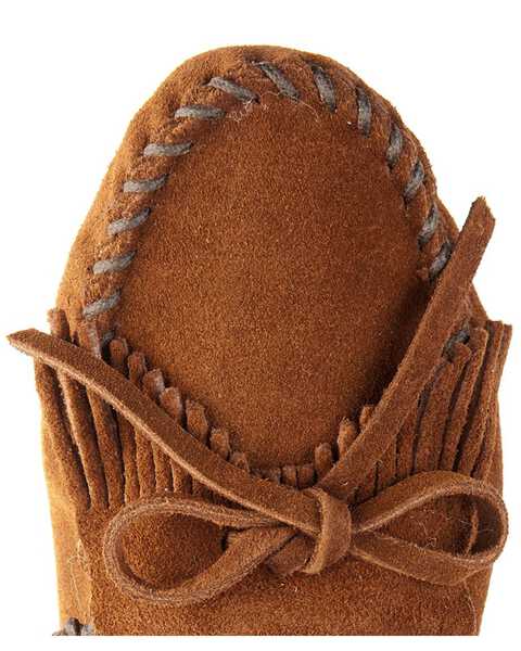 Women's Minnetonka Kilty Suede Softsole Moccasins, Brown, hi-res