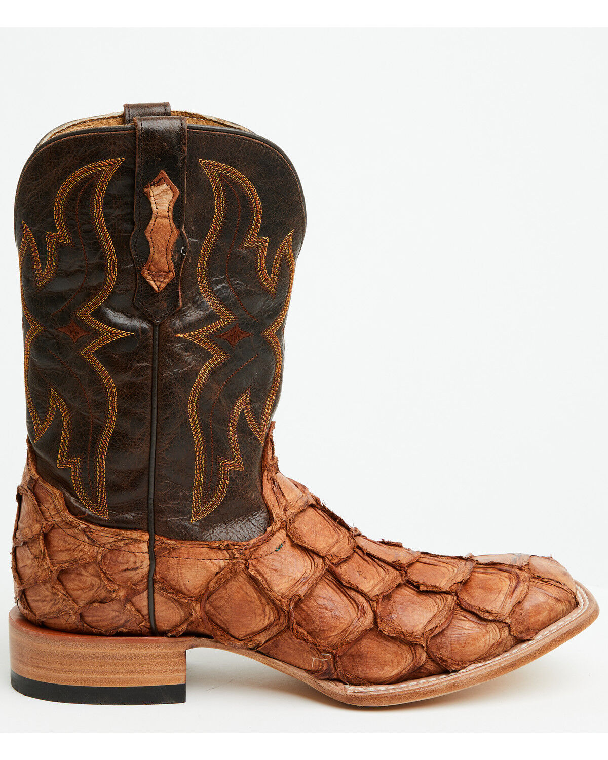 Image #2 - Cody James Men's Exotic Pirarucu Western Boots - Broad Square Toe, Brandy Brown, hi-res