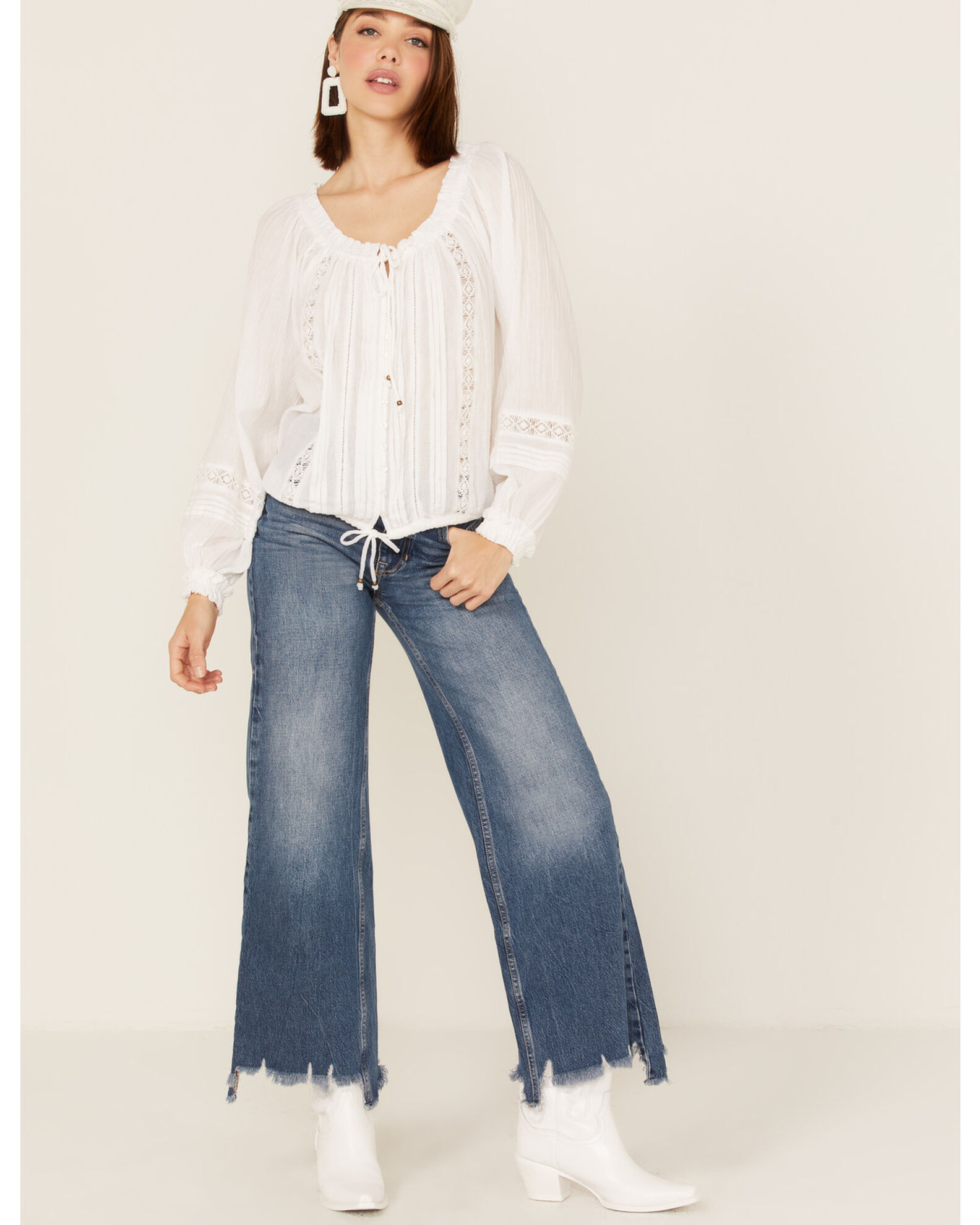 Image #2 - Revel Women's Crochet Blouse, White, hi-res