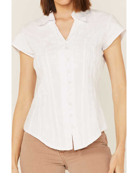 Image #3 - Scully Women's Cap Sleeve Cantina Shirt, White, hi-res