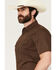 Image #2 - Gibson Trading Co Men's Solid Short Sleeve Snap Western Shirt, Dark Brown, hi-res