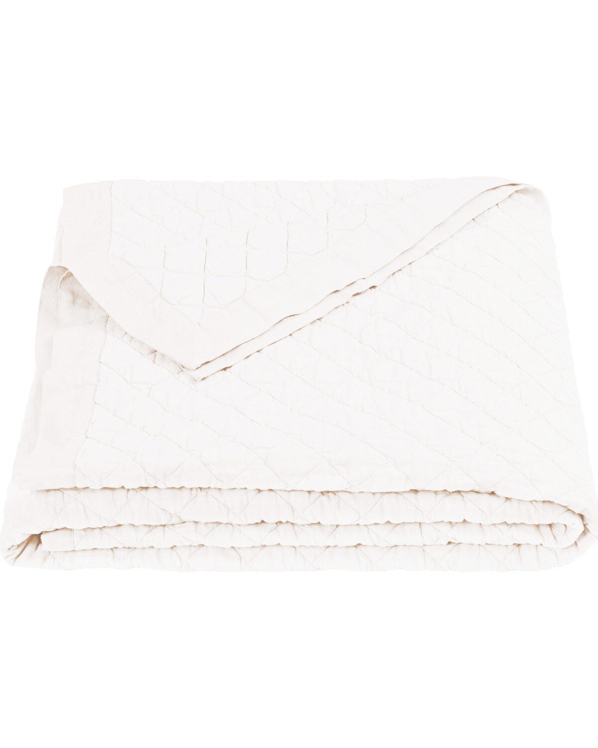 HiEnd Accents Diamond Pattern White Linen Full/Queen Quilt, White, hi-res