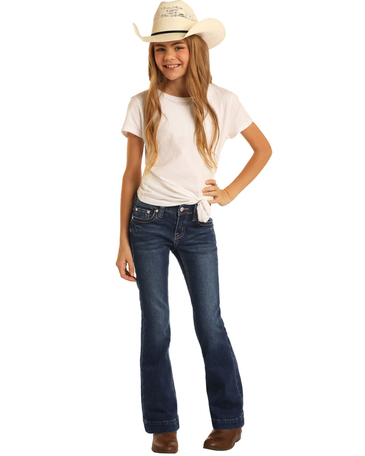 Image #5 - Rock & Roll Denim Girls' Dark Basic Trouser, , hi-res