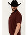 Image #2 - RANK 45® Men's Herringbone Short Sleeve Polo, Burgundy, hi-res