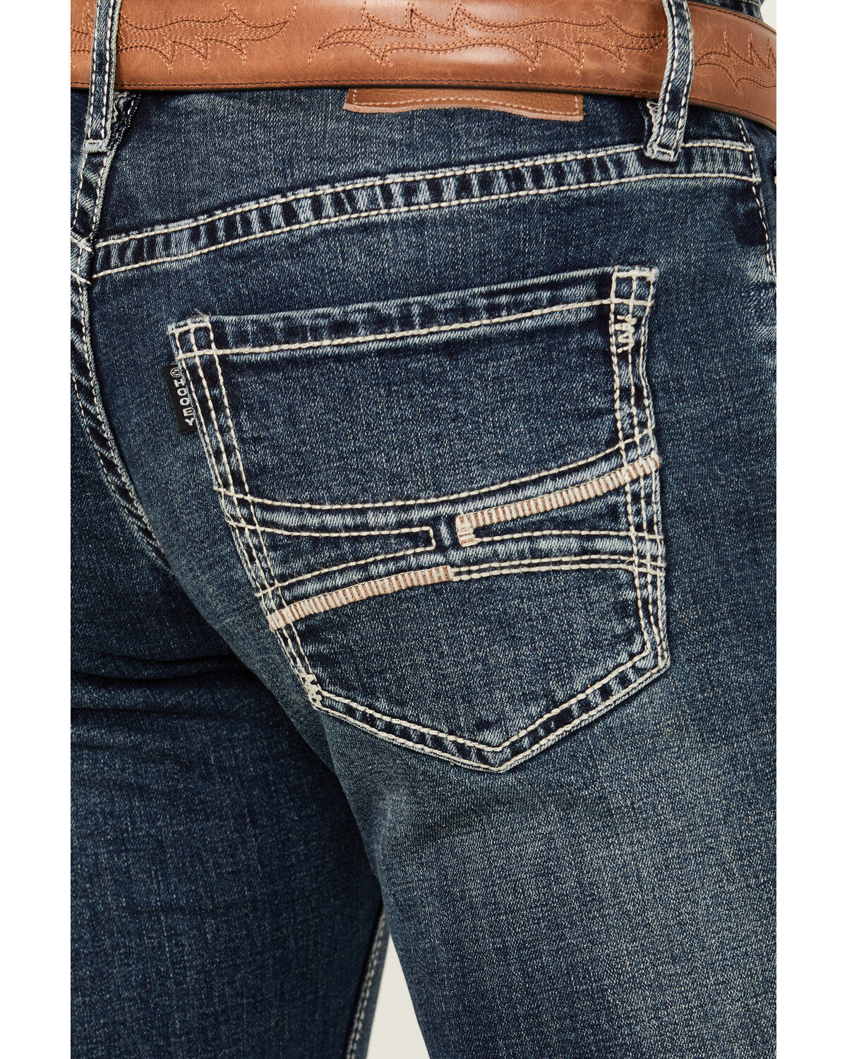 Image #4 - Hooey by Rock & Roll Denim Men's Revolver Dark Vintage Wash Slim Straight Reflex Denim Jeans, Dark Medium Wash, hi-res