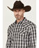 Image #2 - Gibson Men's Black Smoke Plaid Print Long Sleeve Snap Western Shirt, Black, hi-res