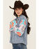 Image #2 - Mystree Women's Crochet Sleeve Medium Wash Denim Jacket, Blue, hi-res