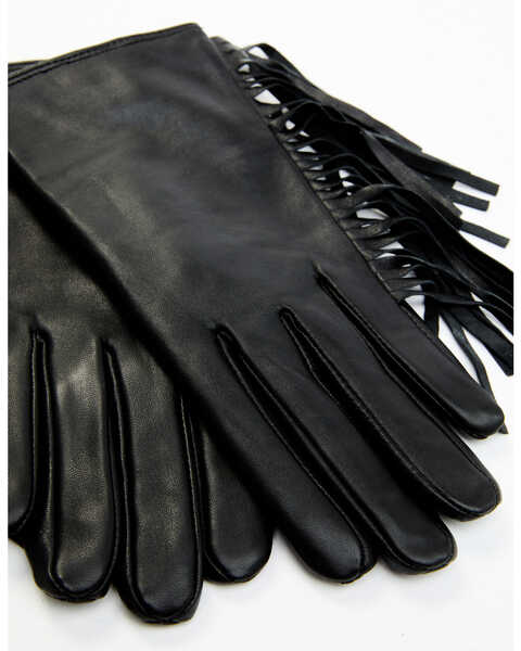 Image #2 - Idyllwind Women's Black Hemlock Fringe Gloves , Black, hi-res