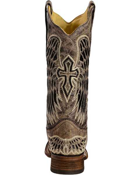 Image #7 - Corral Women's Sequin Wing & Cross Inlay Western Boots - Square Toe, Black, hi-res
