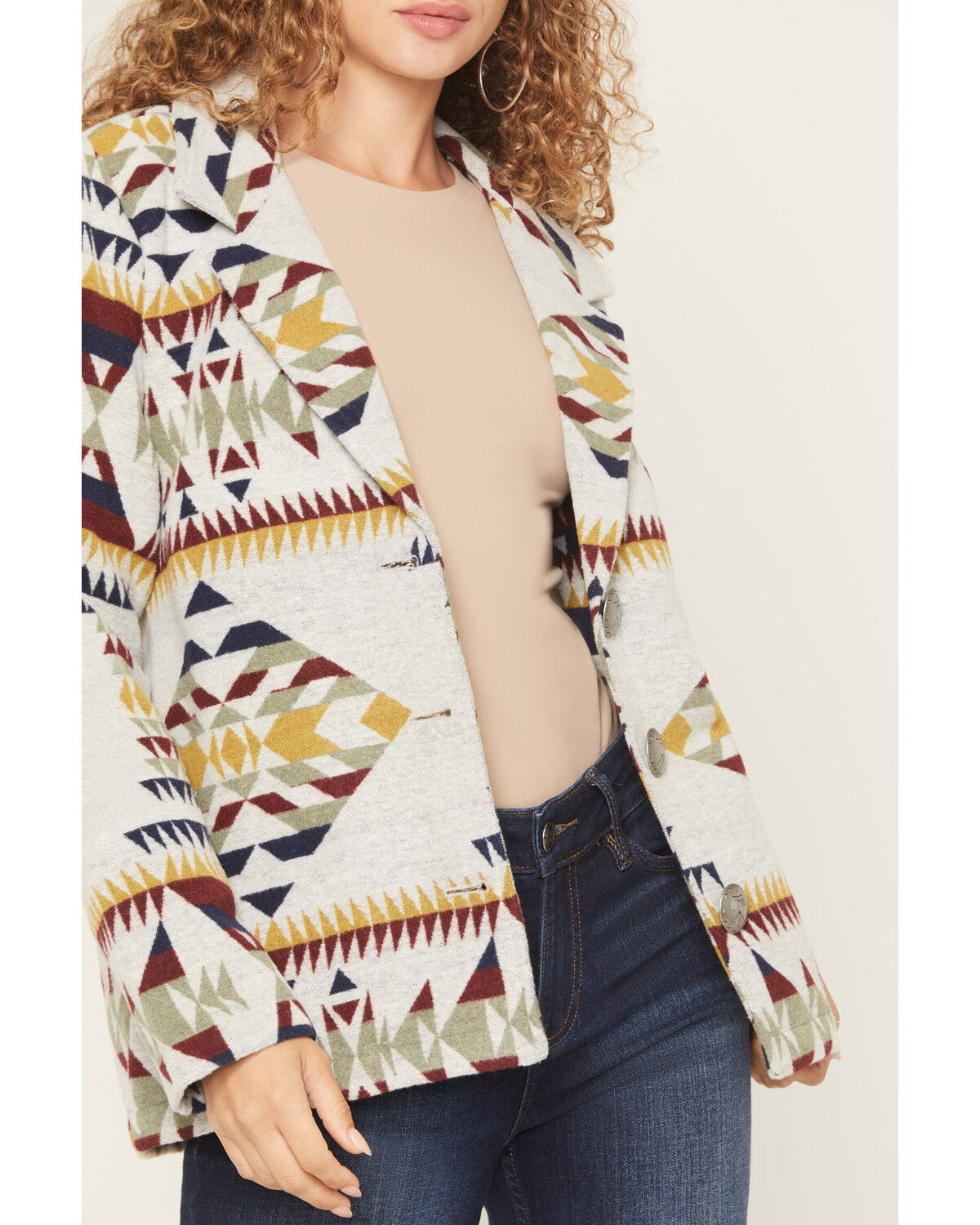 Image #3 - Cotton & Rye Women's Boot Barn Exclusive Southwestern Print Blazer, Ivory, hi-res