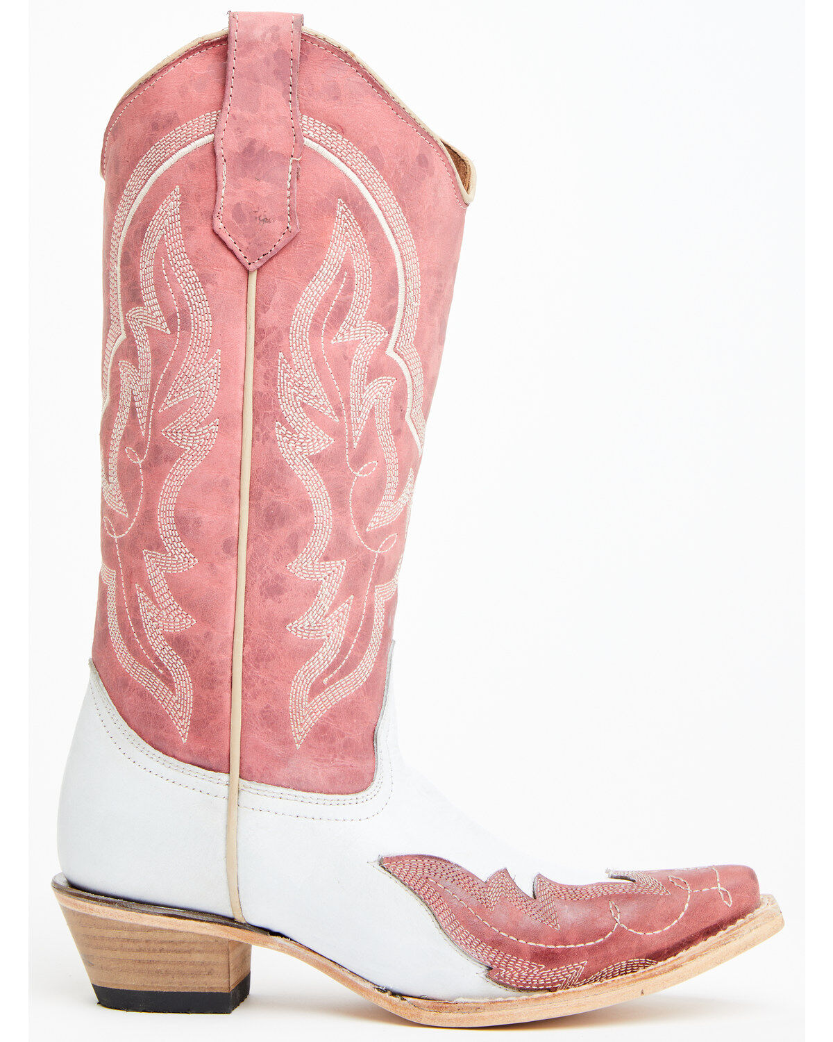 Image #2 - Circle G Women's Wingtip Overlay Western Boots - Snip Toe, Pink, hi-res