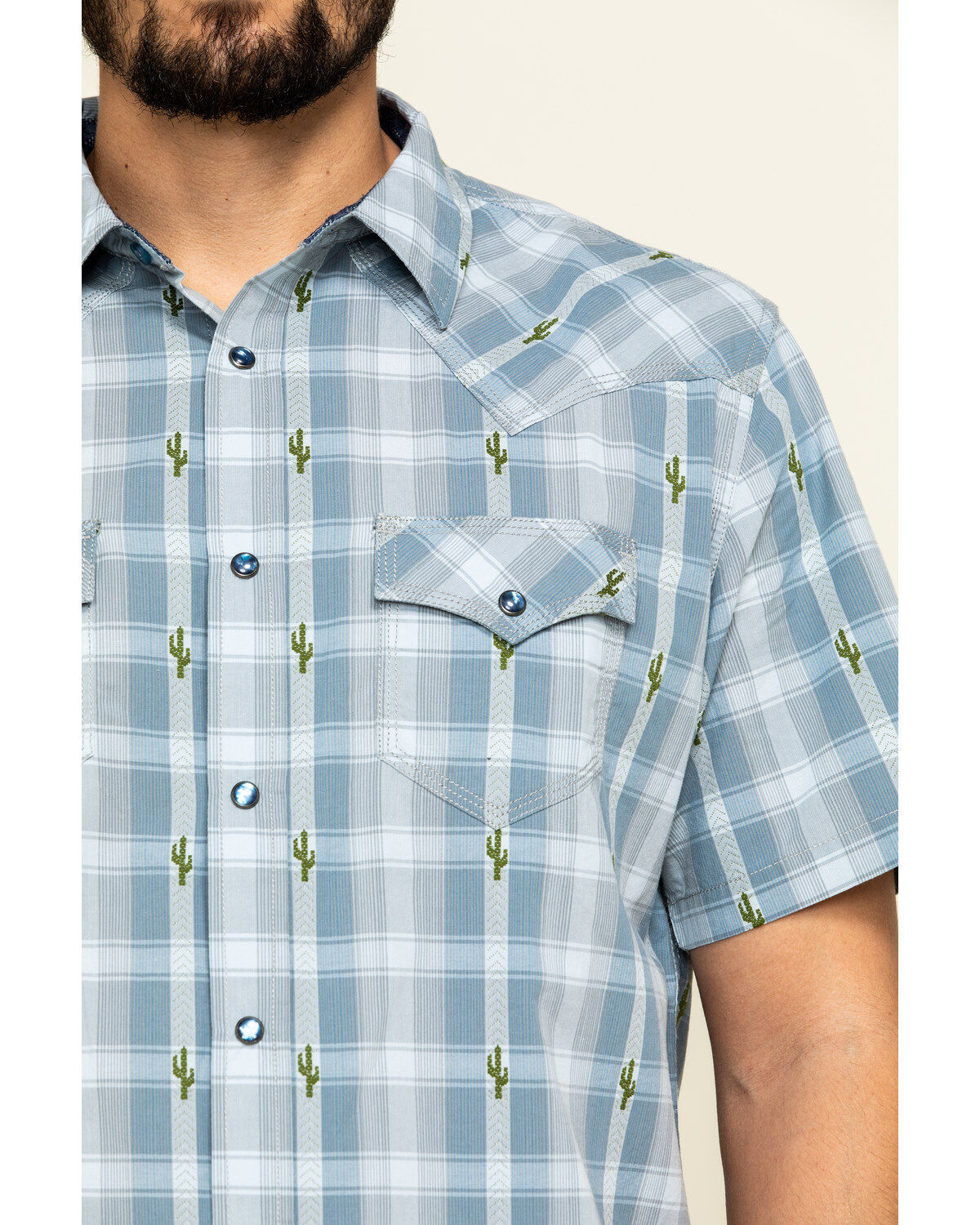 Image #4 - Moonshine Spirit Men's Cooler Cactus Plaid Short Sleeve Western Shirt, , hi-res