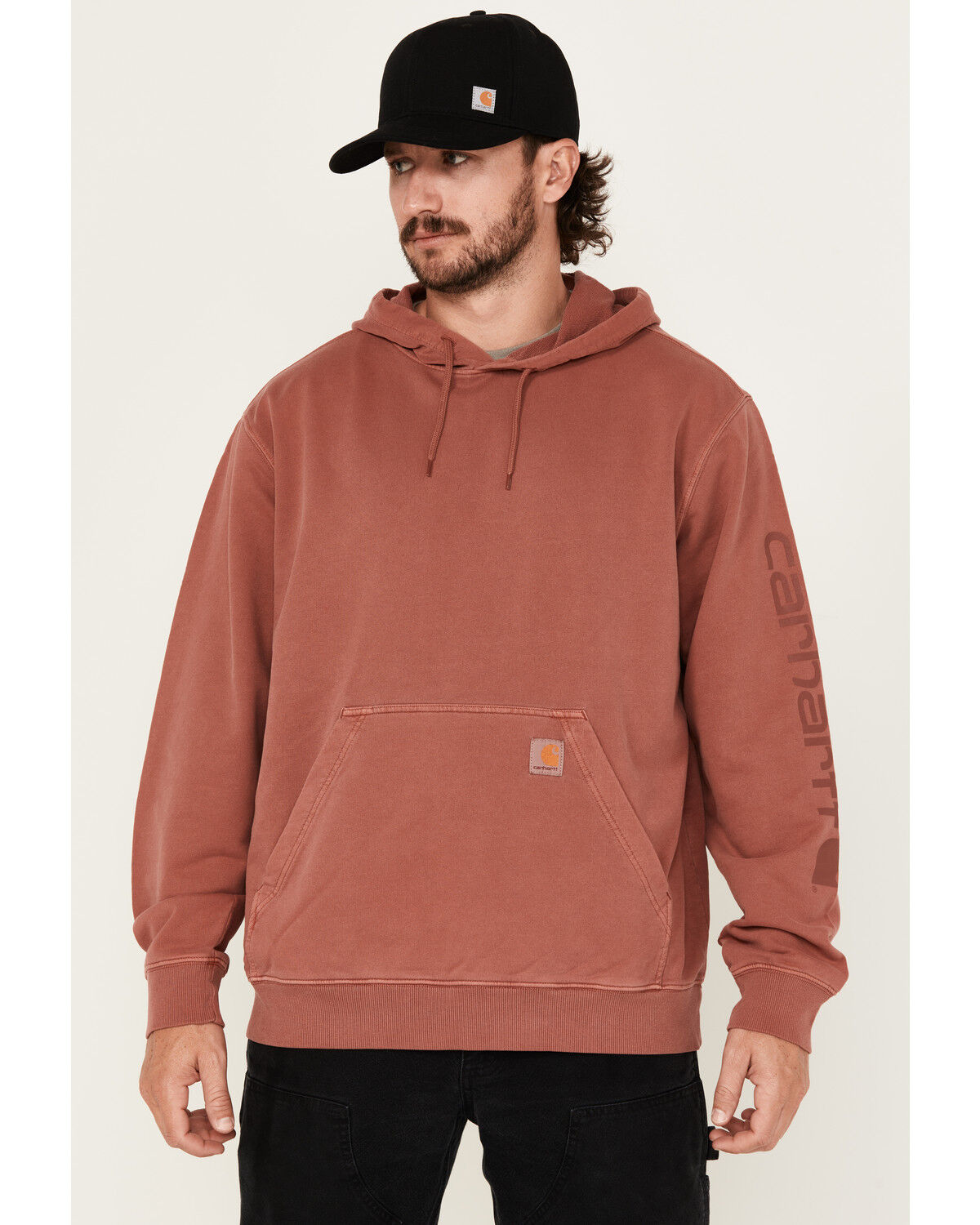 Image #1 - Carhartt Men's Midweight Relaxed Fit Graphic Hooded Sweatshirt, Maroon, hi-res